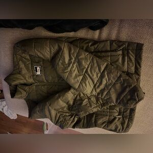 Olive Green Puffer Jacket Banded